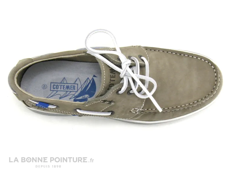 Achat chaussures Cotemer Homme Chaussure bateau, vente Cotemer KERLOUIS Beige - lacet blanc - Chaussure bateau Homme