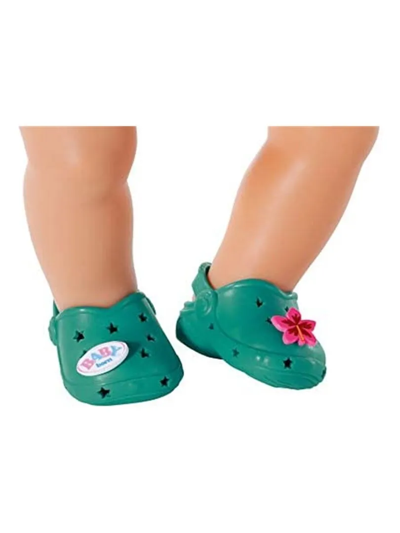 BABY born 43cm Chaussures de vacances vertes avec 6 motifs à clipser - N/A