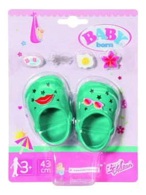 BABY born 43cm Chaussures de vacances vertes avec 6 motifs à clipser - N/A