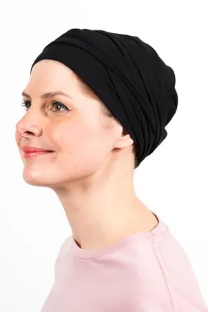 Bandeau et turban chimiothérapie doux et élastique noir