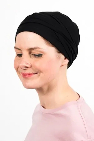 Bandeau et turban chimiothérapie doux et élastique noir