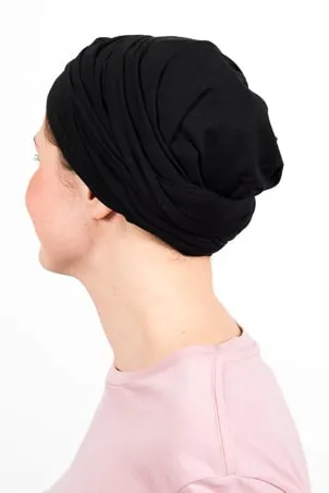 Bandeau et turban chimiothérapie doux et élastique noir