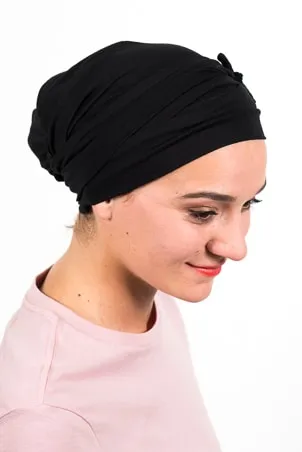 Bandeau et turban chimiothérapie doux et élastique noir