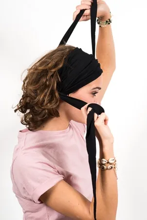 Bandeau et turban chimiothérapie doux et élastique noir