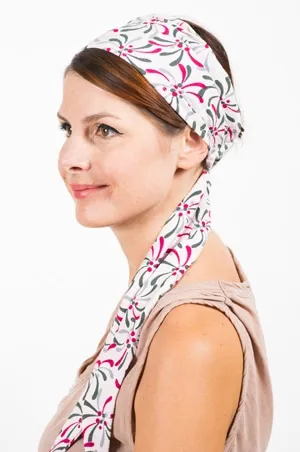 Bandeau japonais pour chimiothérapie et pelade et son bonnet assorti rose