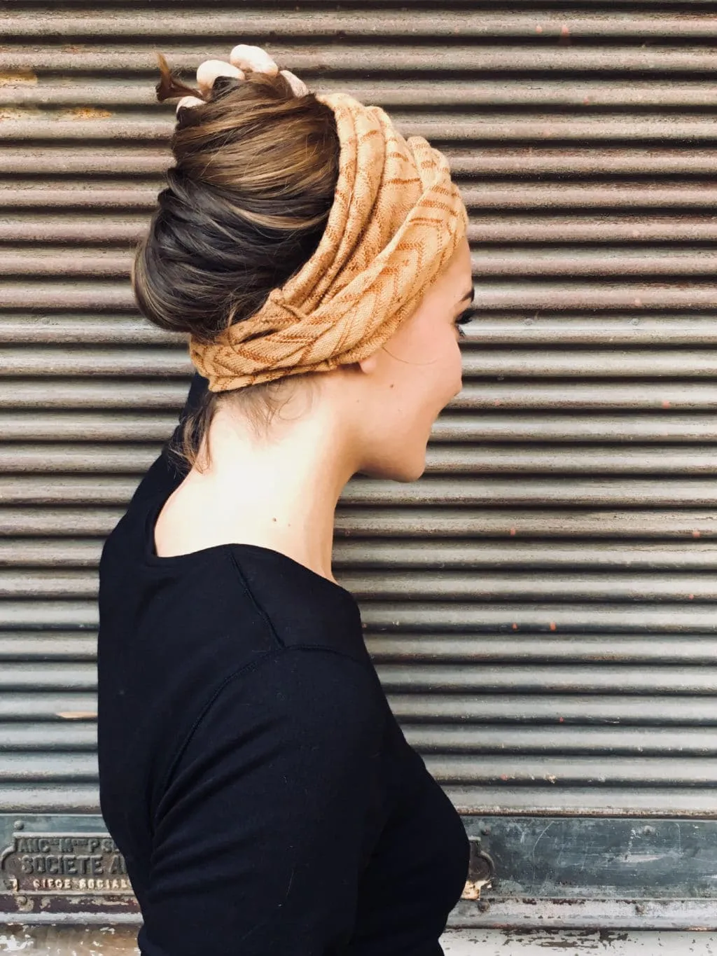 Bandeau à cheveux chaud en maille Miel