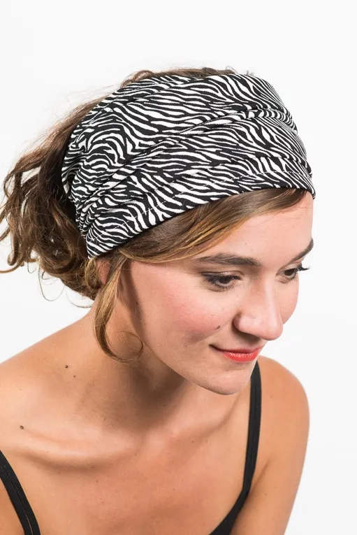 Bandeau à cheveux large sans nouage - Zèbre