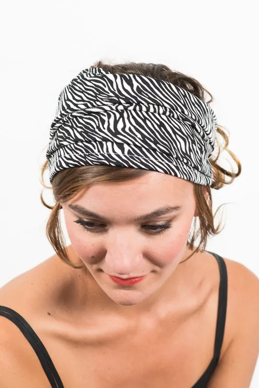 Bandeau à cheveux large sans nouage - Zèbre