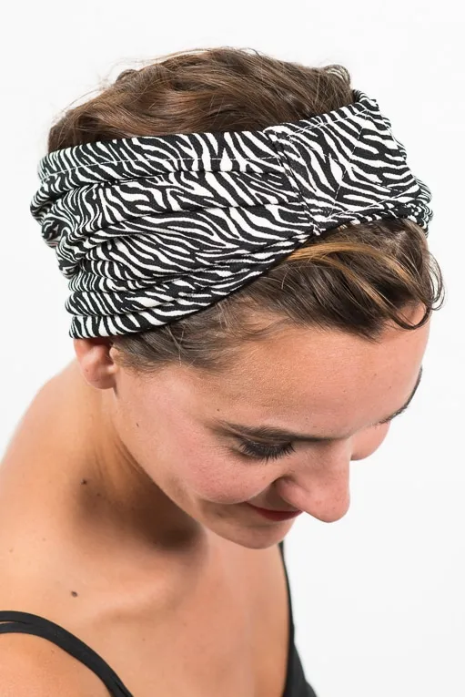 Bandeau à cheveux large sans nouage - Zèbre