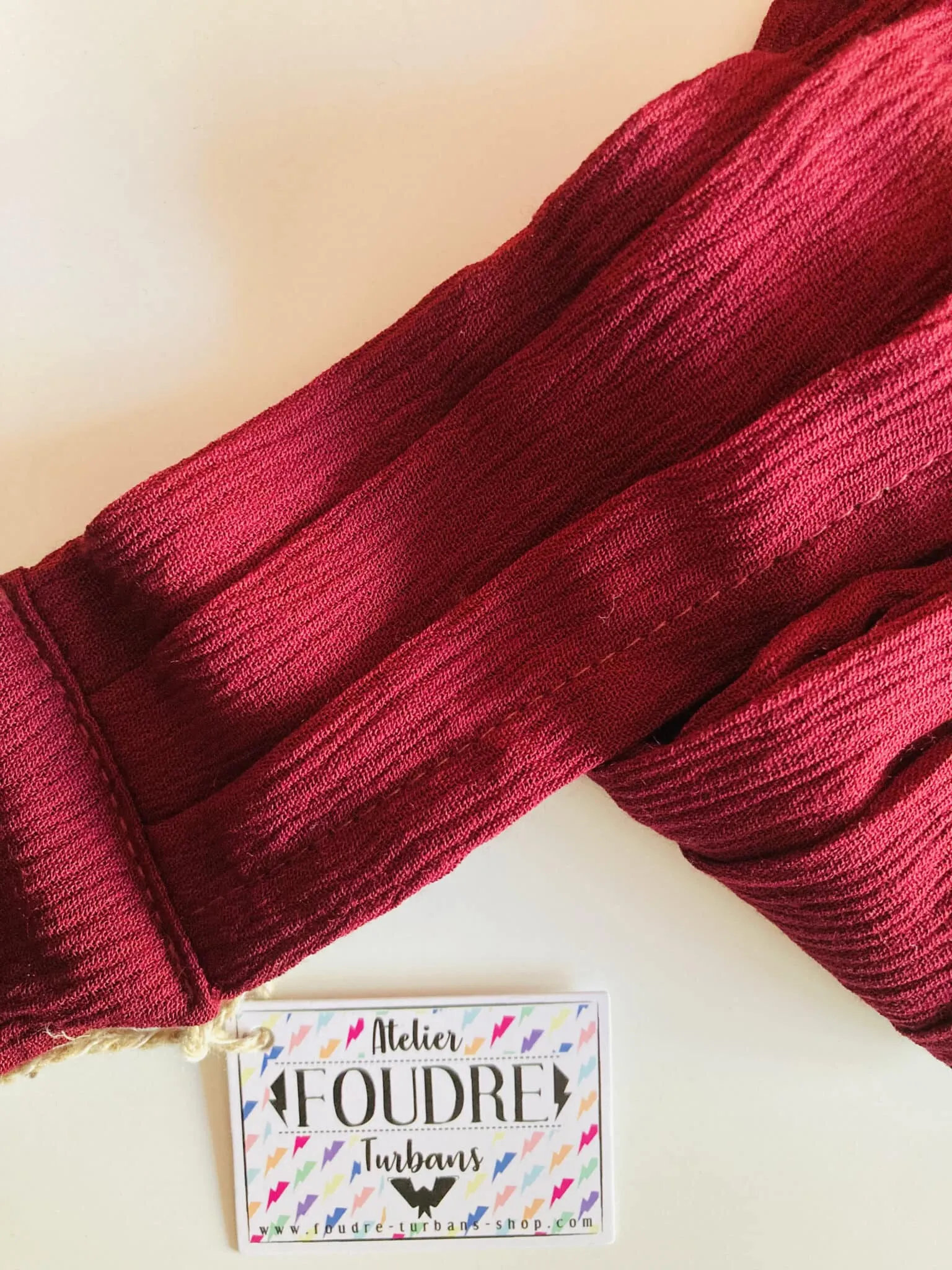 Bandeau à cheveux pour pelade et alopécie Plissé Bordeaux