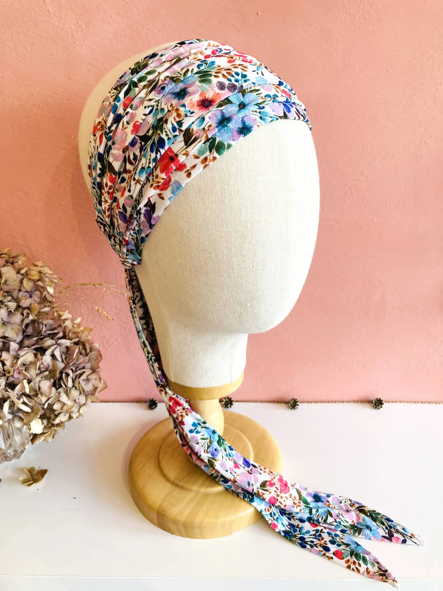 Bandeau à cheveux élastique Jardin fleuri | Atelier Foudre Turbans