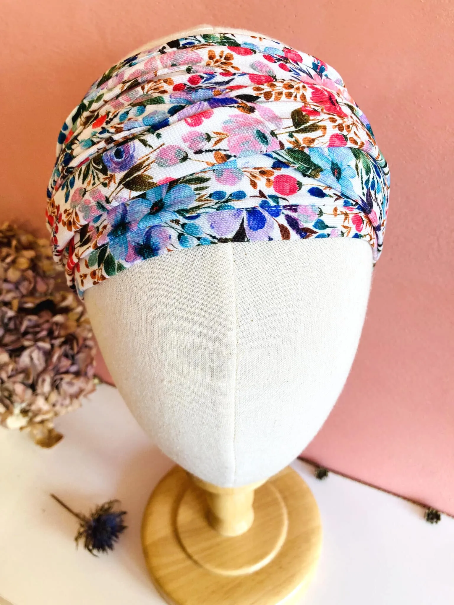 Bandeau à cheveux élastique Jardin fleuri | Atelier Foudre Turbans