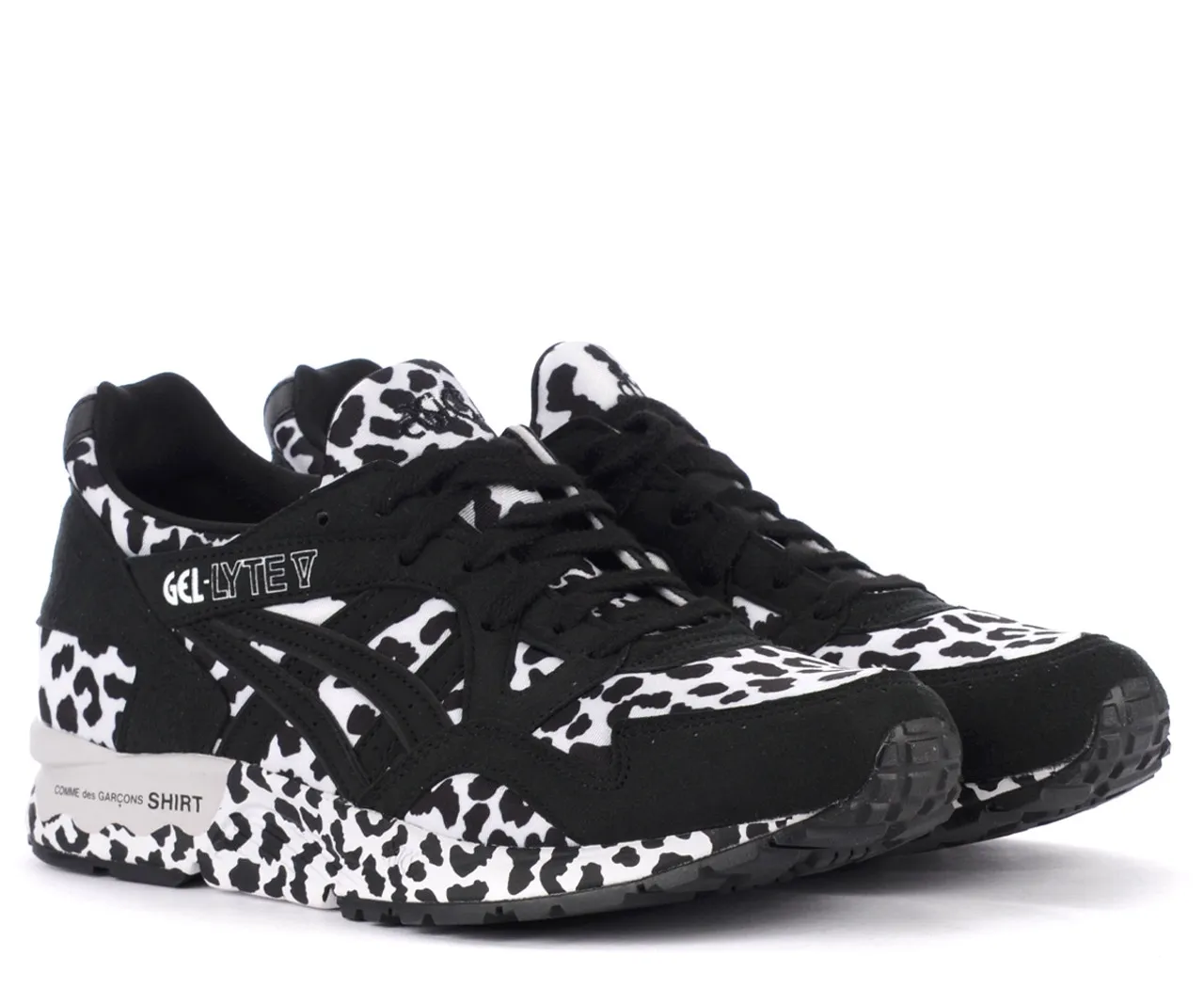 Baskets CDG Shirt x Asics noir avec impression animale