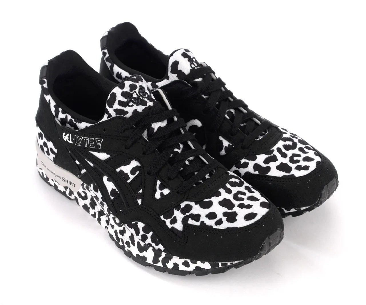 Baskets CDG Shirt x Asics noir avec impression animale