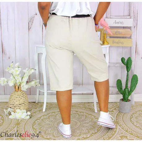 Bermuda MIDI été stretch beige