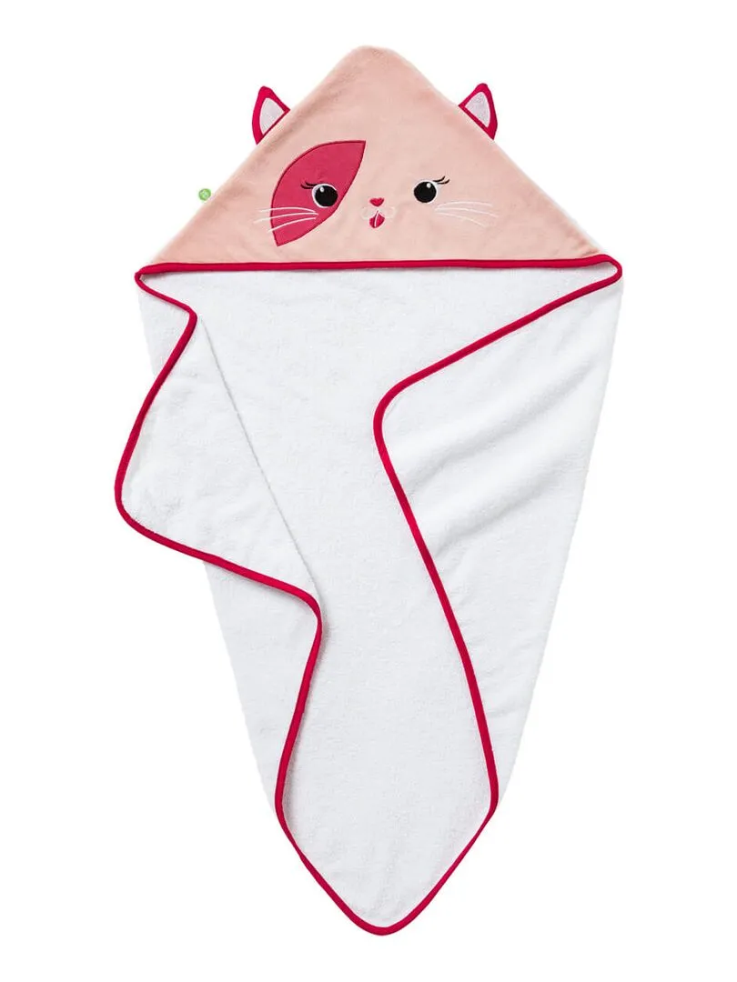 Cape de bain ludique 75x75 cm - Chat - Rose