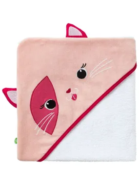 Cape de bain ludique 75x75 cm - Chat - Rose