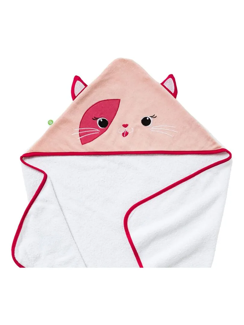 Cape de bain ludique 75x75 cm - Chat - Rose