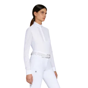 Cavalleria Toscana - Polo de concours manches longues femme CT Perforated Competition blanc