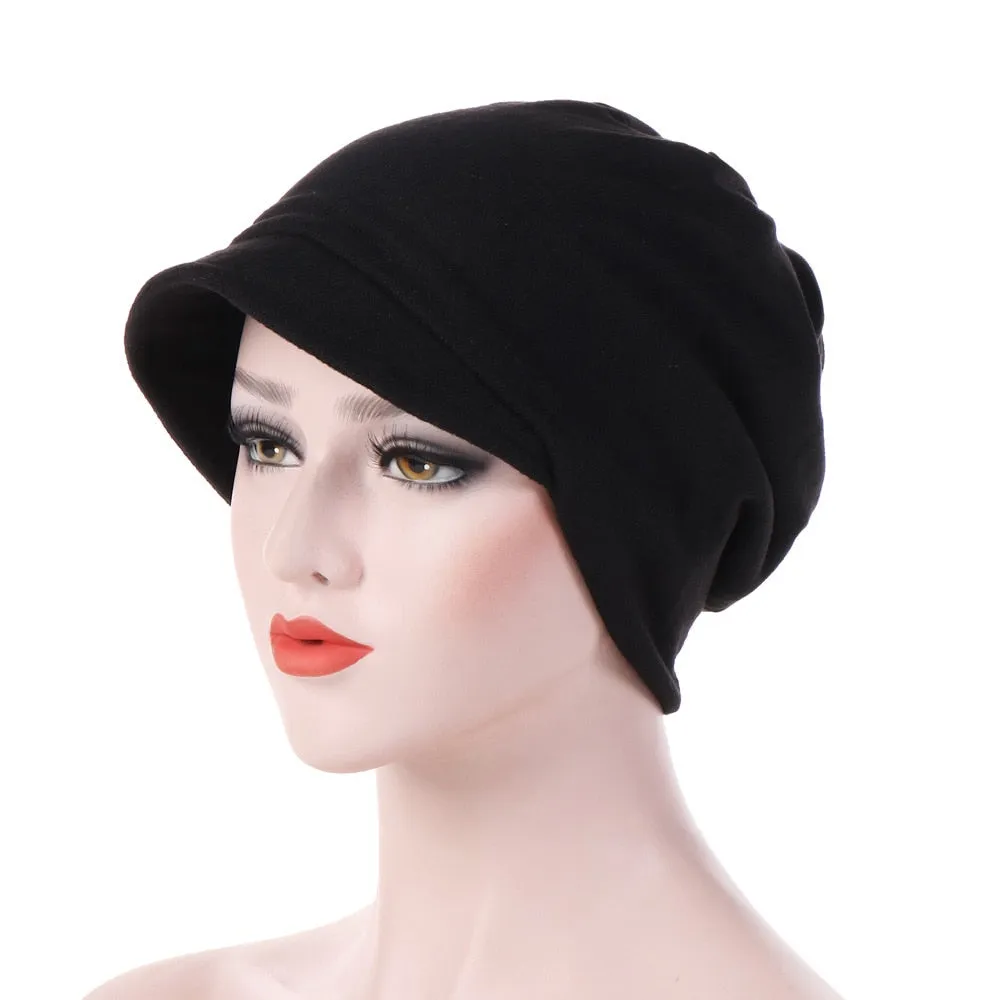 CHANTAL Foulard Chimio Coton Casquette Femme Noir