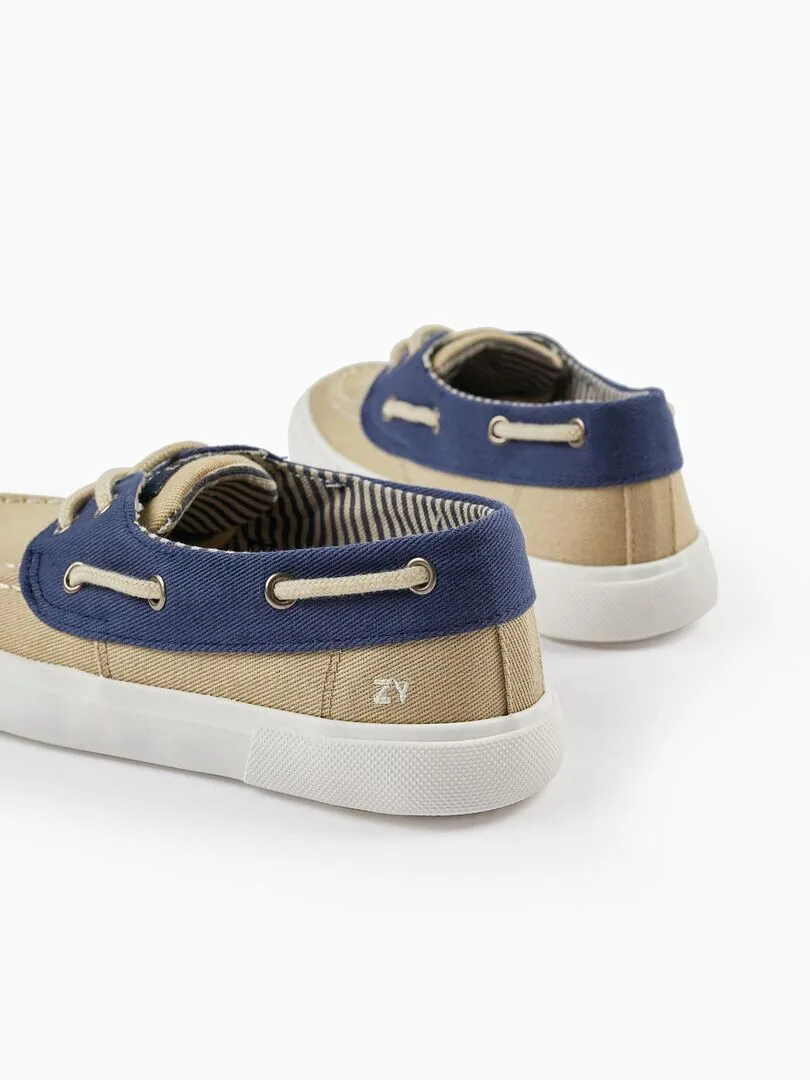 Chaussures Bateau en Tissu pour Garçon  CÉRÉMONIE - Beige clair