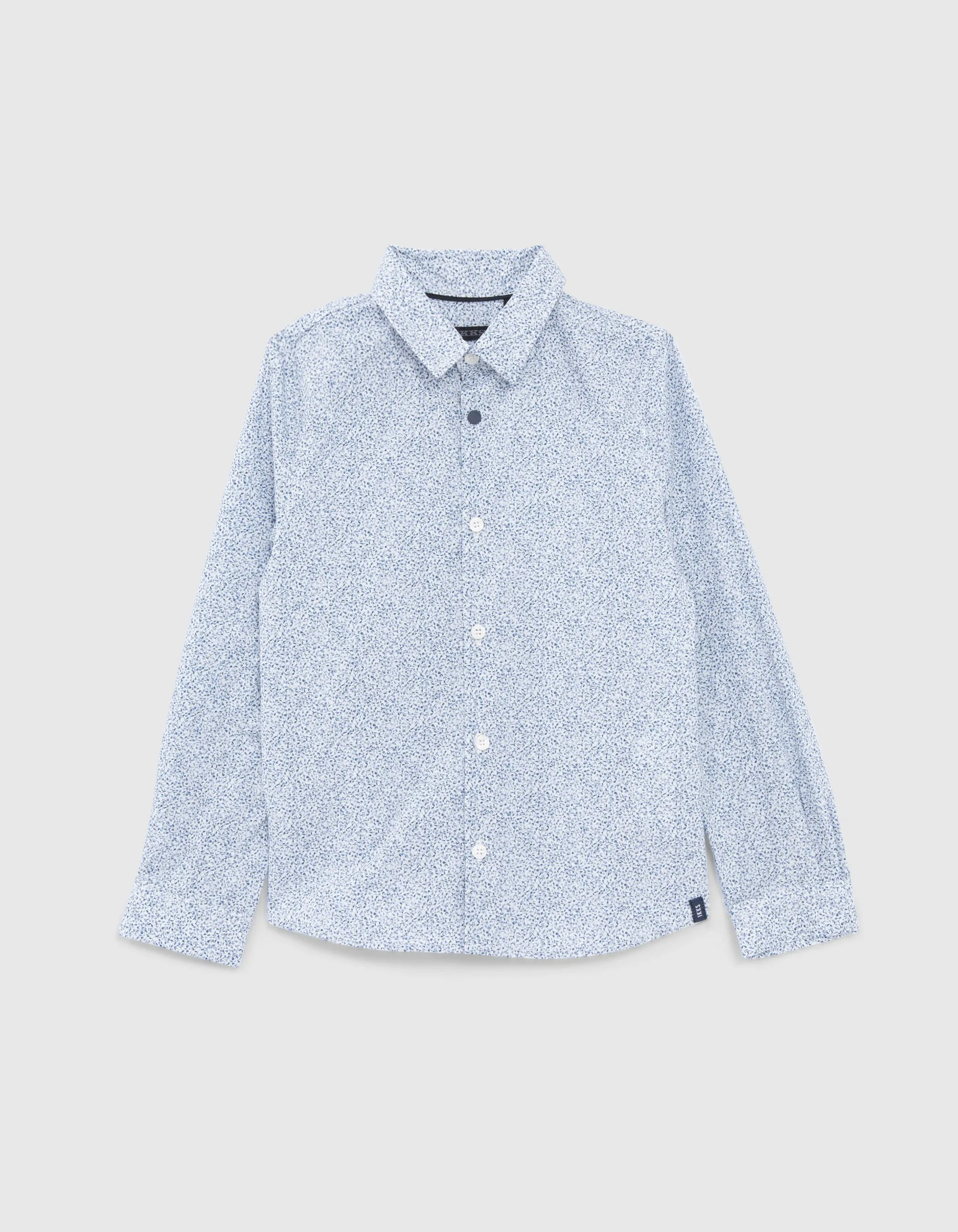 Chemise bleue imprimé feuilles minimalistes garçon