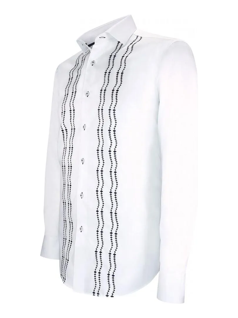 Chemise brodée satin de coton BROIDERY - Blanc