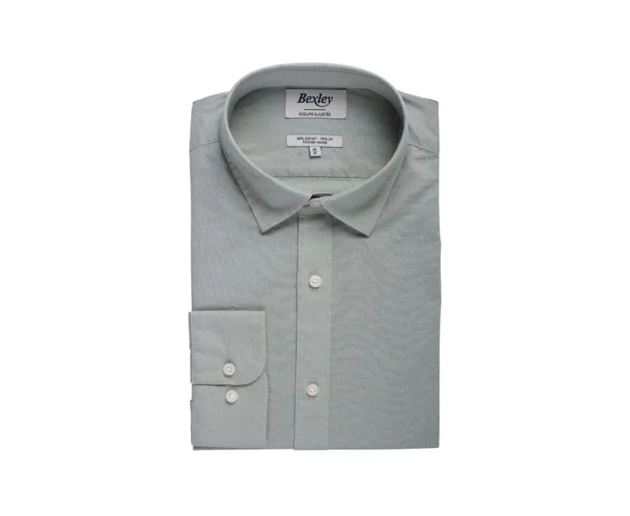 Chemise coton lin vert tilleul unie Silbert