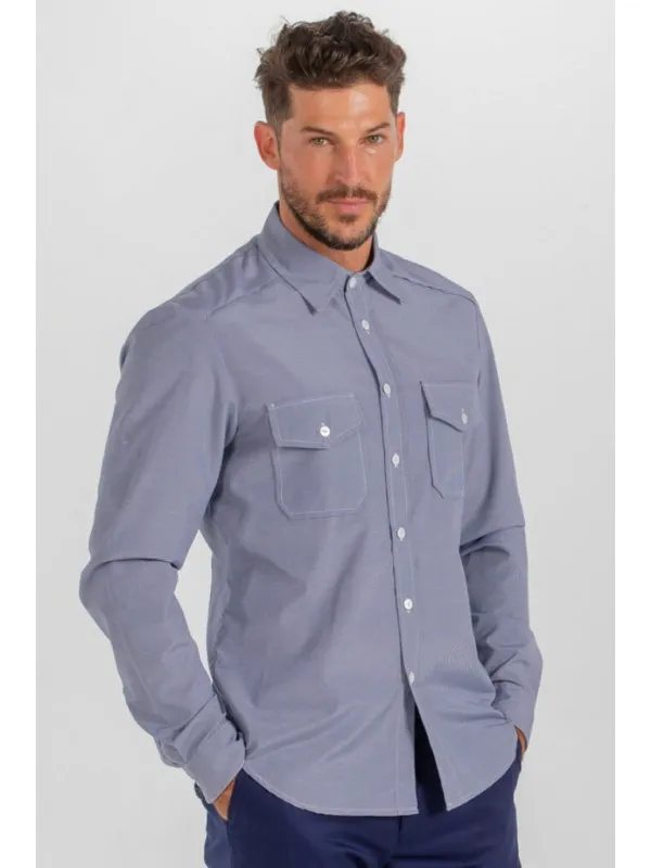 Chemise de service Homme Vichy bleu