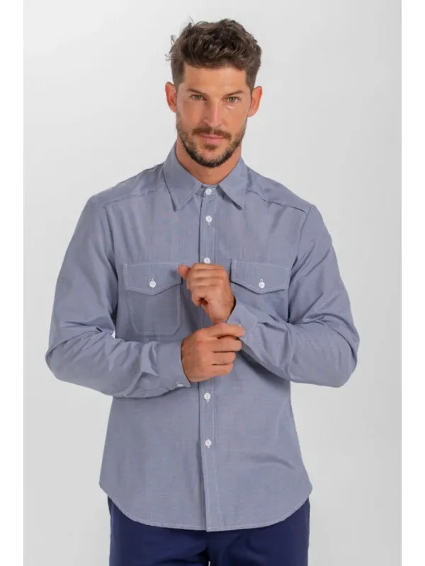 Chemise de service Homme Vichy bleu