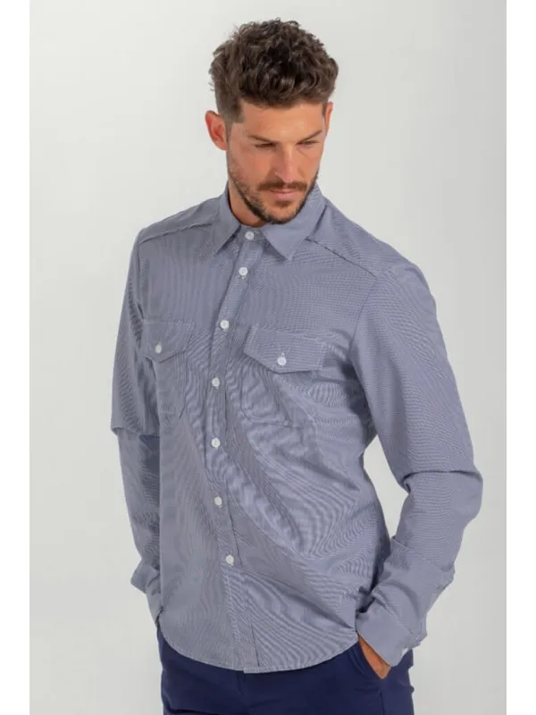 Chemise de service Homme Vichy bleu