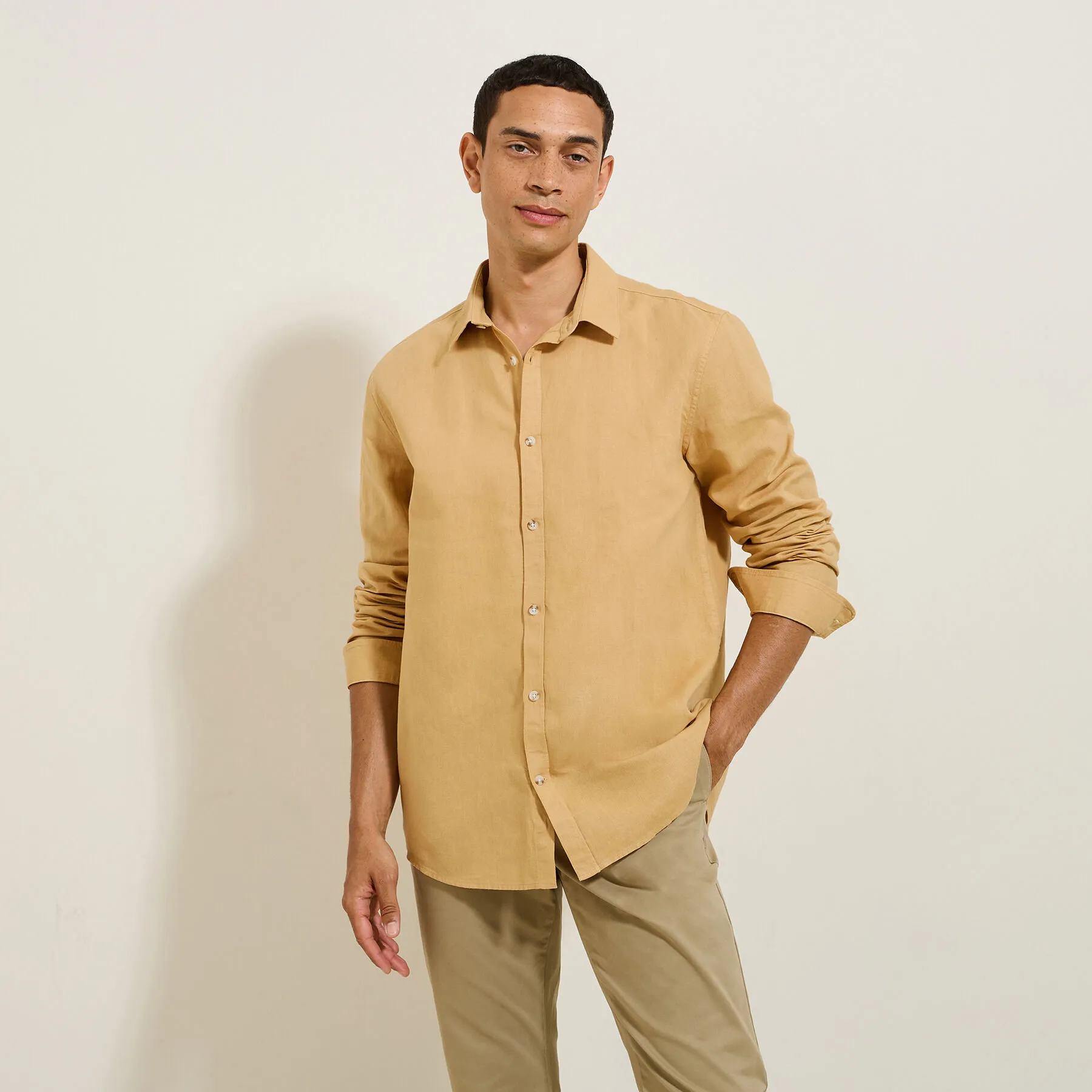 Chemise en coton lin Jaune | Jules