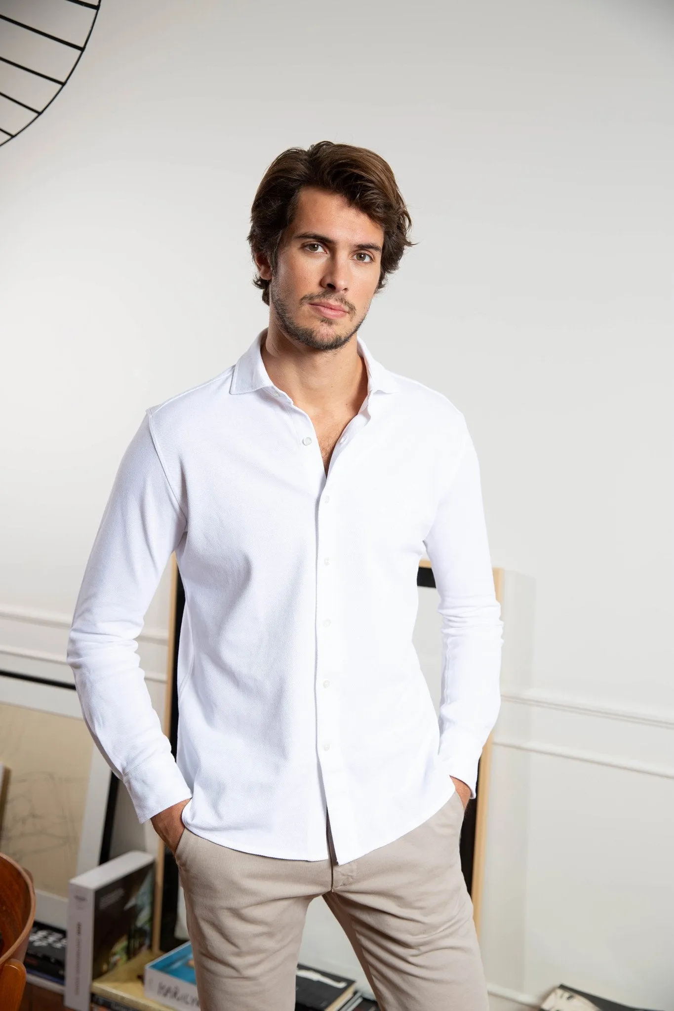 Chemise Enzo en coton piqué - Blanc