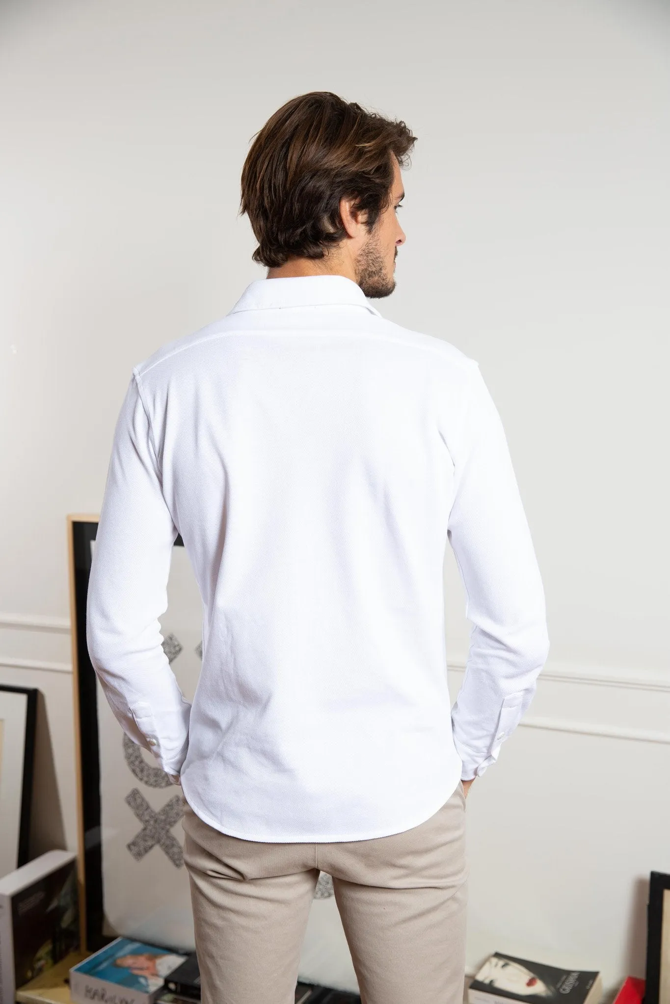 Chemise Enzo en coton piqué - Blanc