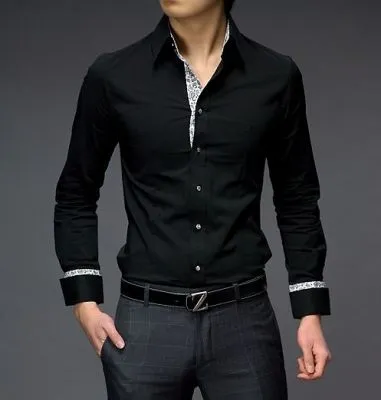 Chemise fashion pour homme avec col et manches lignée couleur - coton