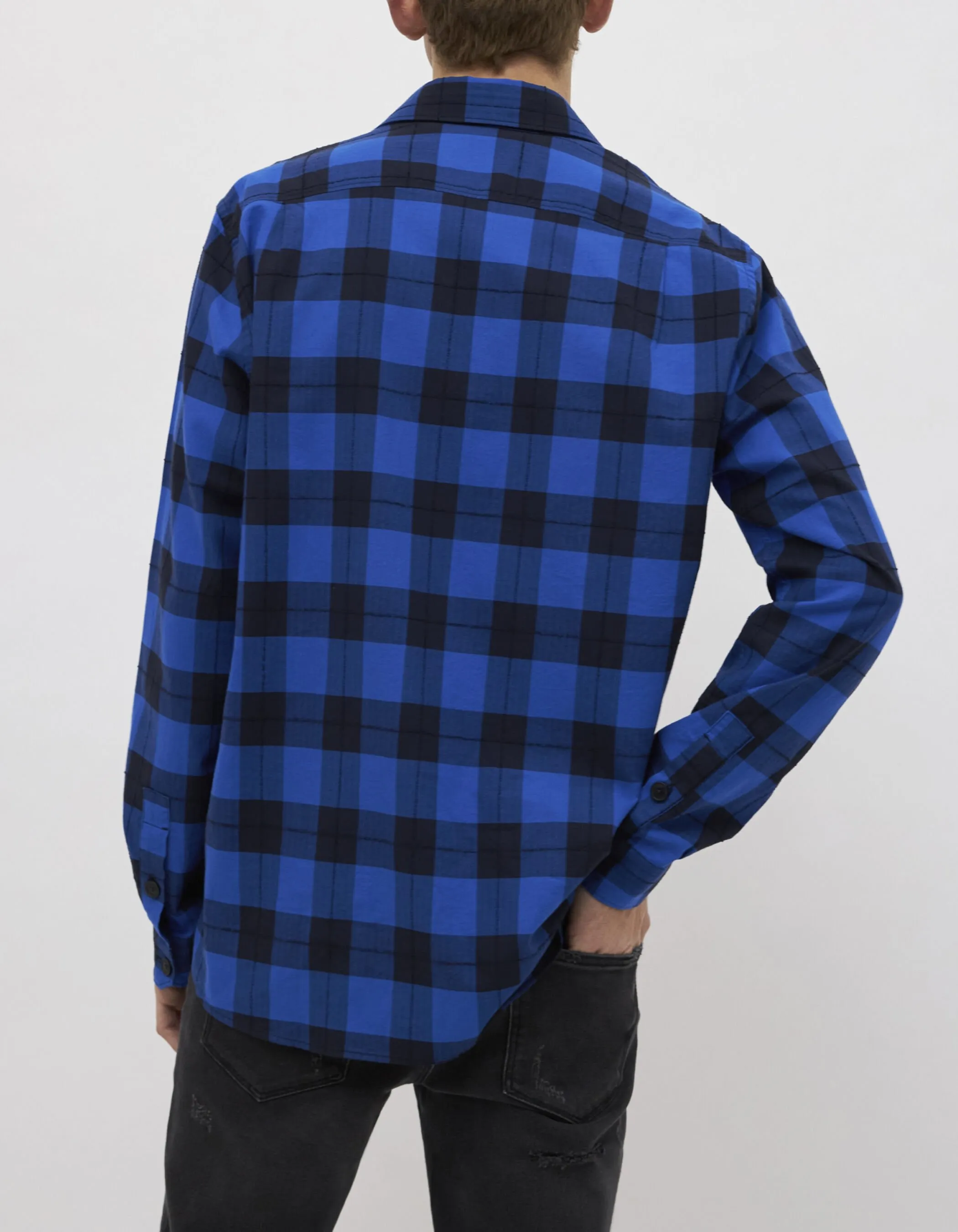 Chemise REGULAR electric blue à damier Homme