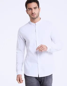 Chemise slim blanche à col Mao homme