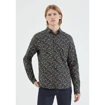 Chemise slim imprimé fleurs - Noir - IKKS MEN