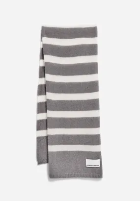 Echarpe en laine biologique et recyclée | gris "yukinaa stripes - iron cast-oatmilk" femme