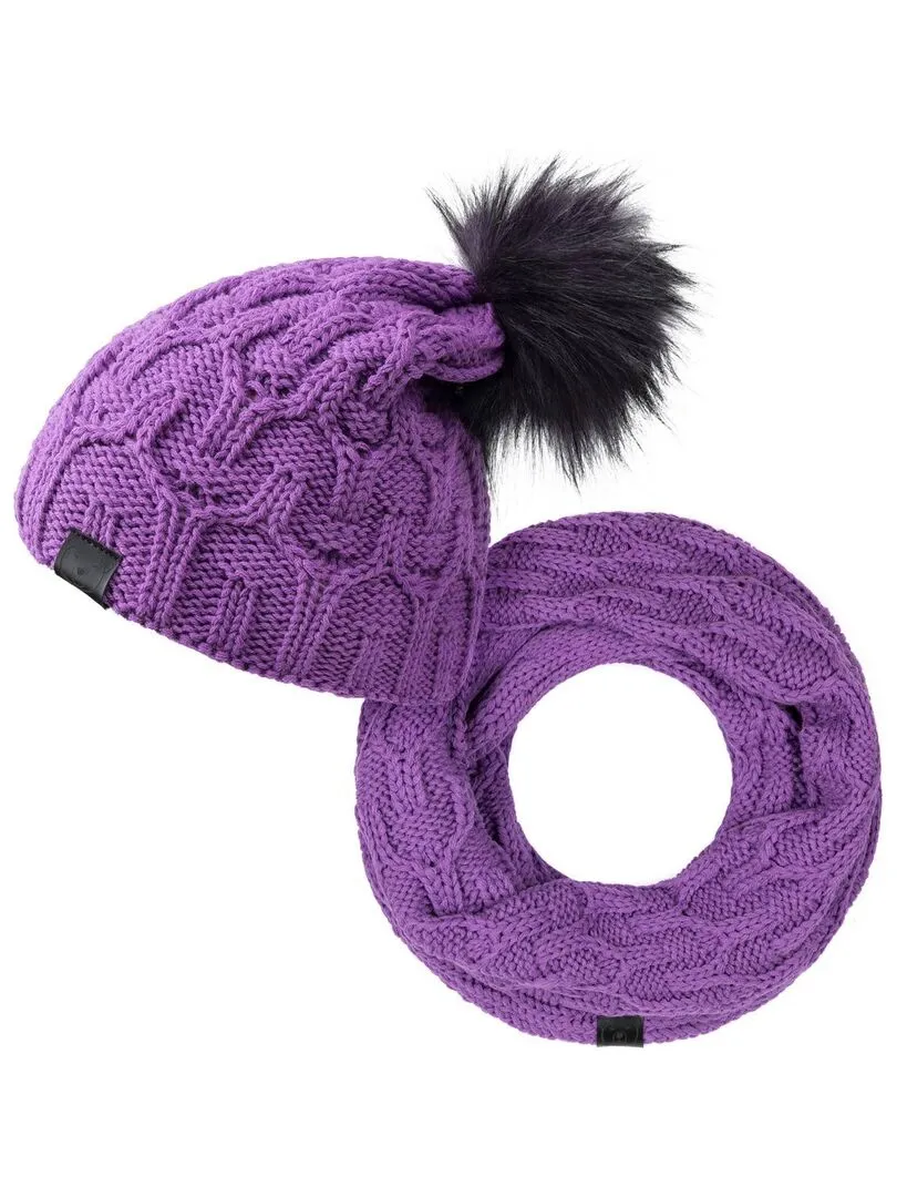 Ensemble Snood Bonnet Maribel - Made in UE - Violet