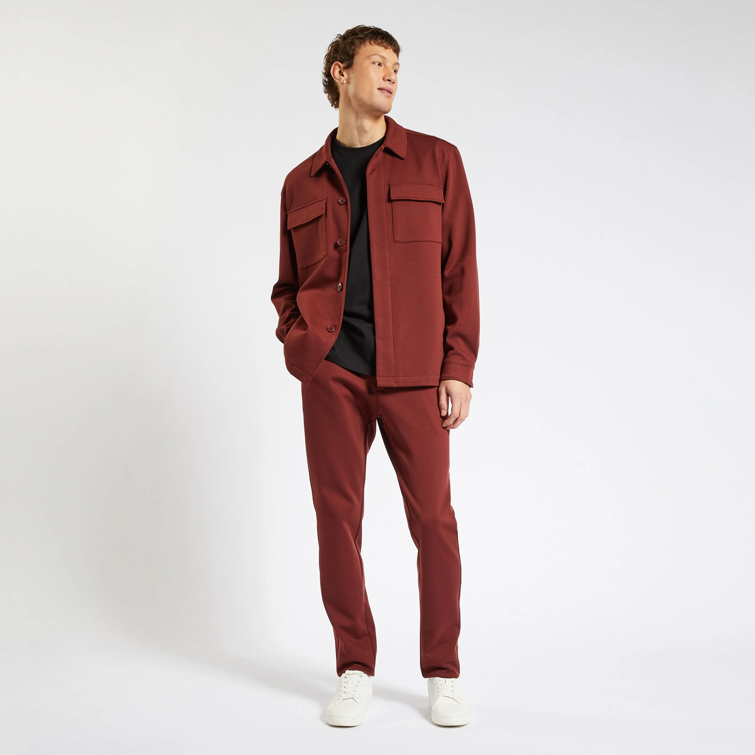 Ensemble surchemise et pantalon uni - Rouge | Jules