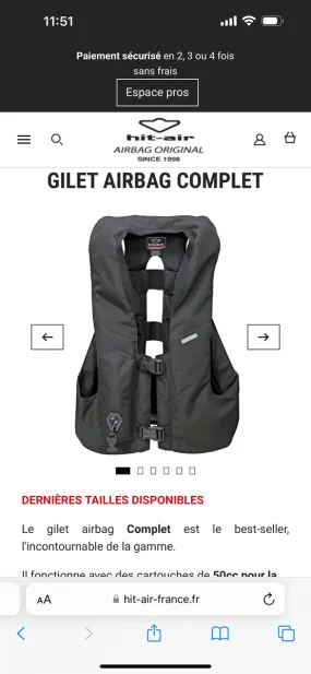 Gilet air bag complet hit air