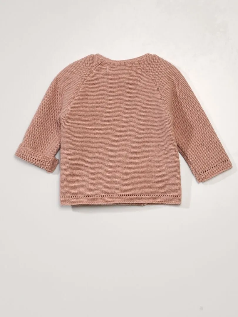 Gilet en tricot 'La Manufacture de Layette' - Made in France - rose