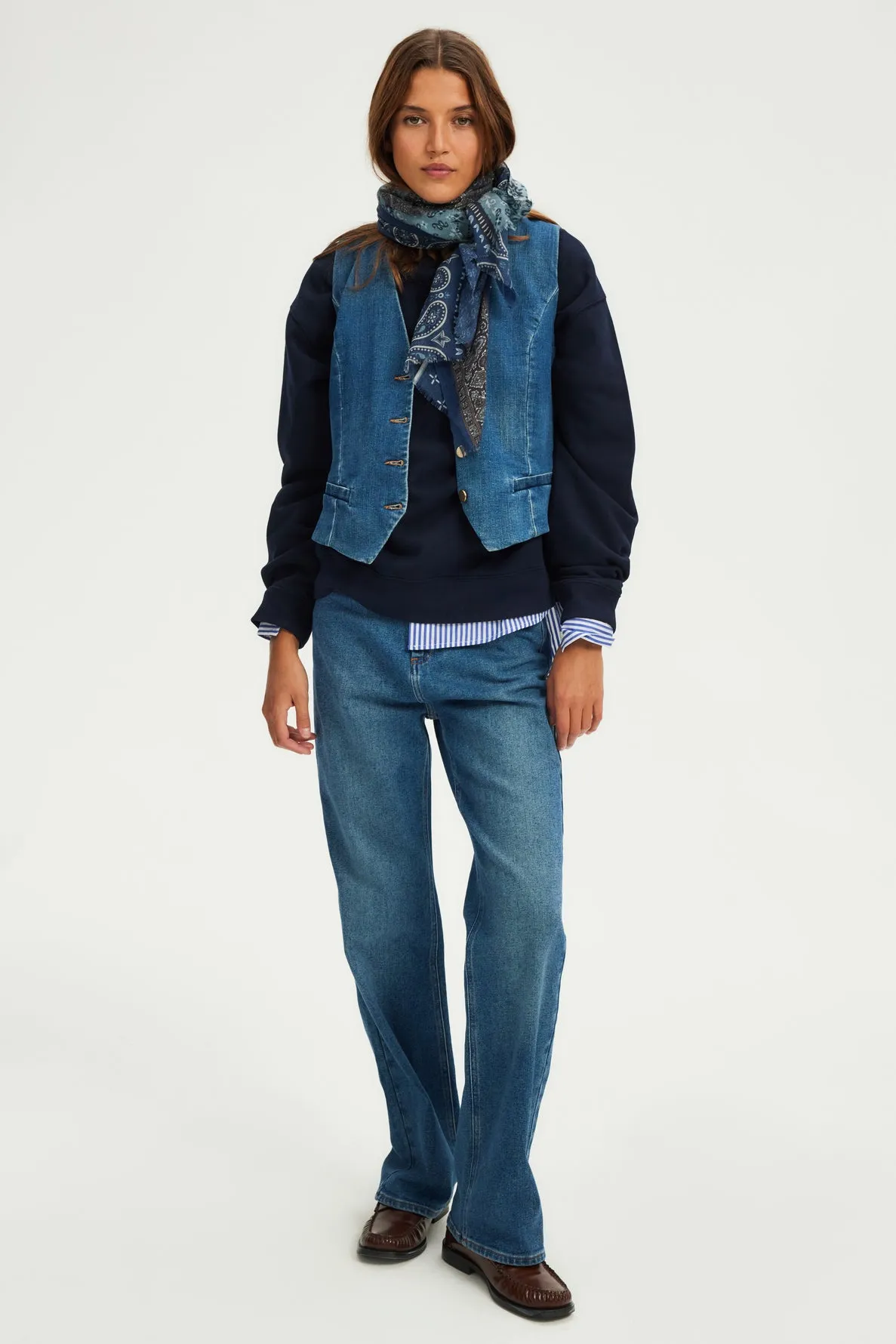 Gilet sans manches en denim jeans - BELLAMY  | Pablo