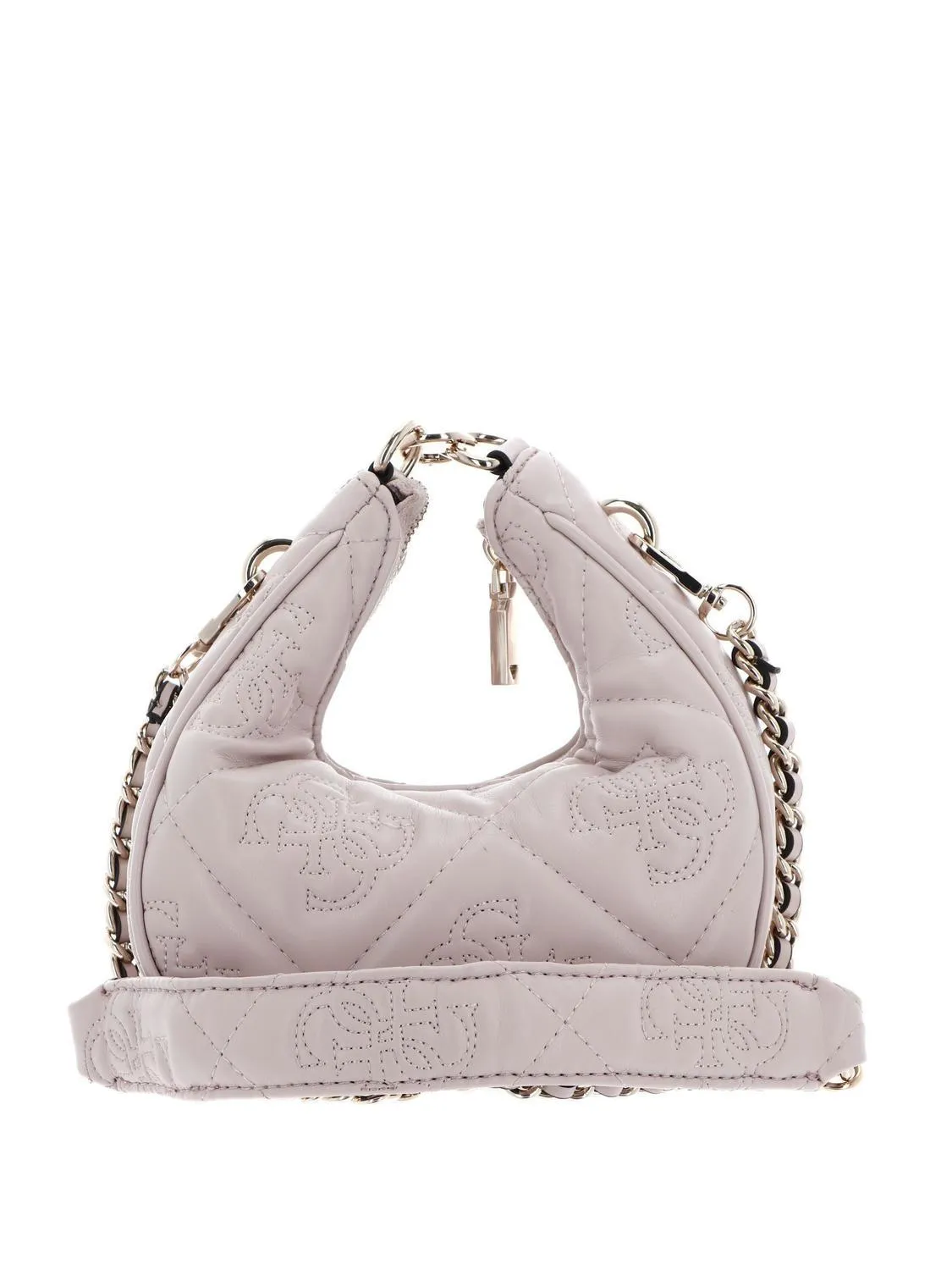 Guess Marieke Mini Sac Porté Épaule Matelassé Logo Beige Clair - Achetez À Prix Outlet!