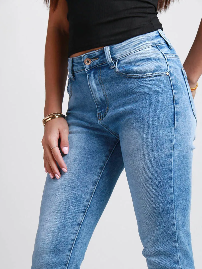 Jeans mom bleu 5 poches