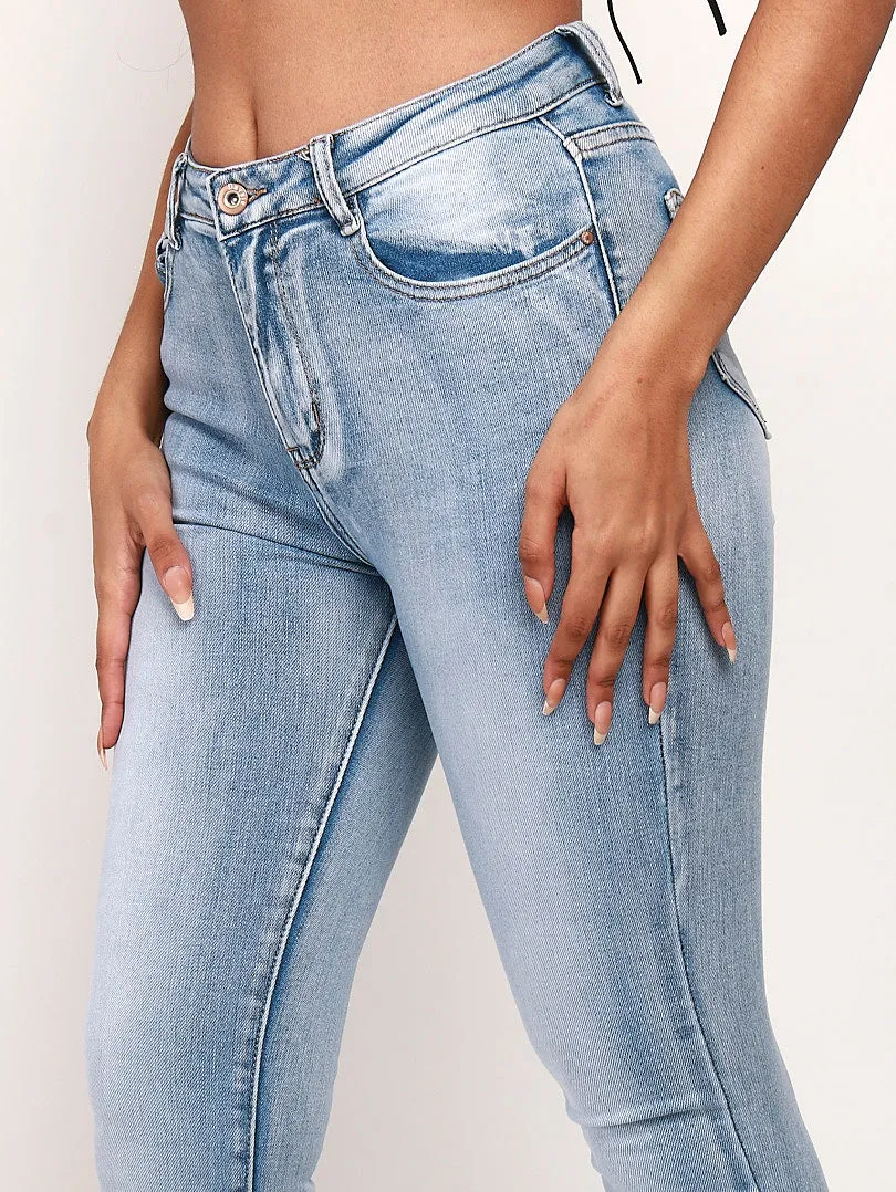 Jeans slim bleu ciel 5 poches