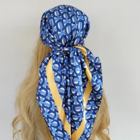 KARINE Foulard Cheveux Femme Bleu à motifs