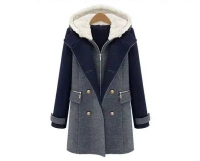 Manteau 2 Pièces pour Femme avec Capuche et Double Boutonnage