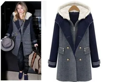 Manteau 2 Pièces pour Femme avec Capuche et Double Boutonnage